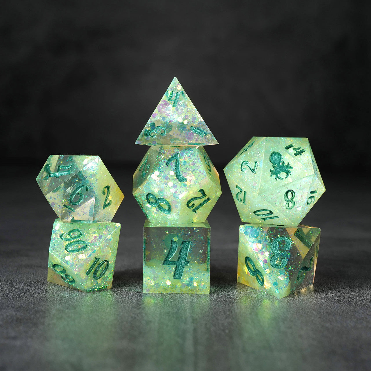 Kraken Lux Production Sample #20 7pc Sharp Edge Dice Set
